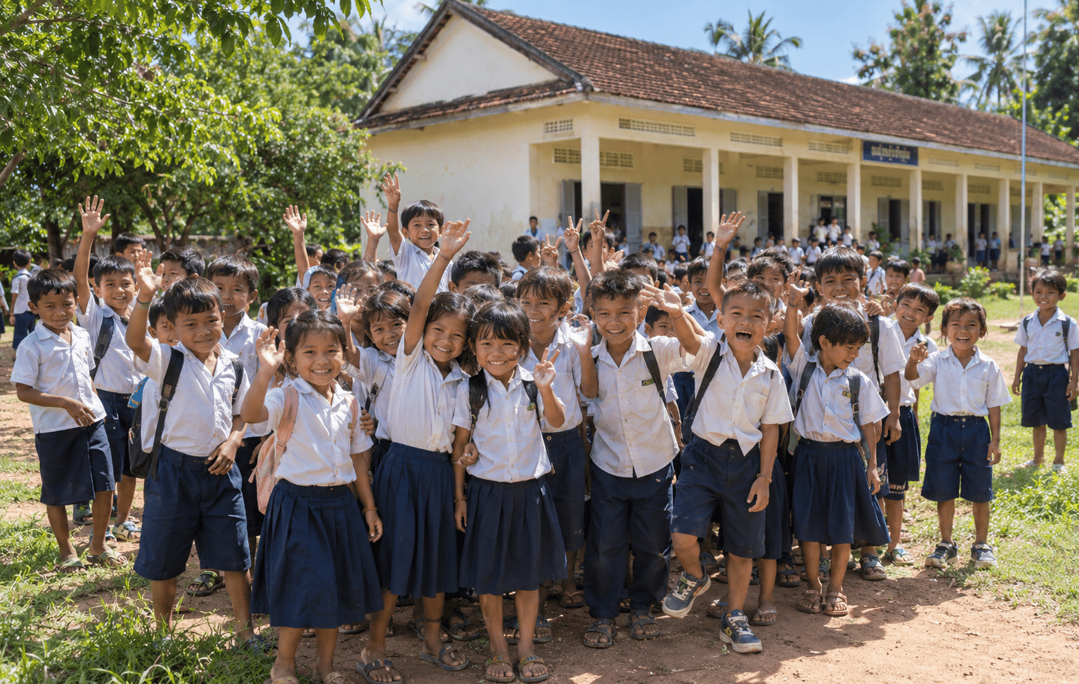 Cambodian school children supported by Sonavith Foundation